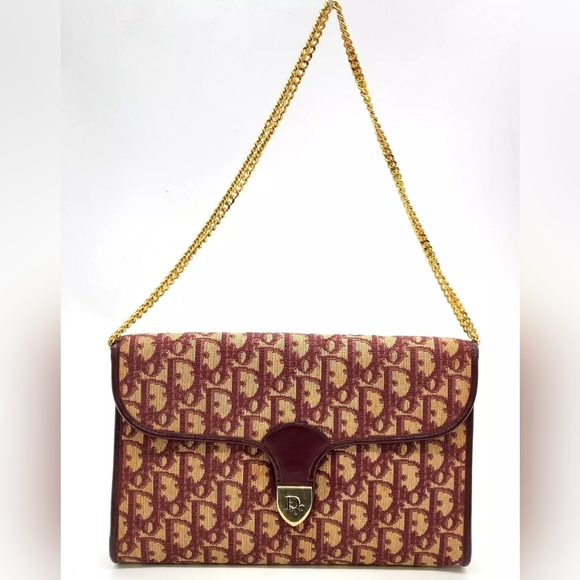 Auth Dior 30 Montaigne Trotter Bordeaux Shoulder/Clutch Bag - Picture 1 of 14